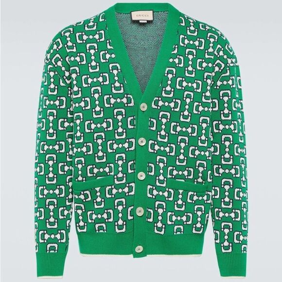 Gucci Sweaters - Brand new men’s size M Gucci Green Geometric Cardigan fits women’s Large to Xl